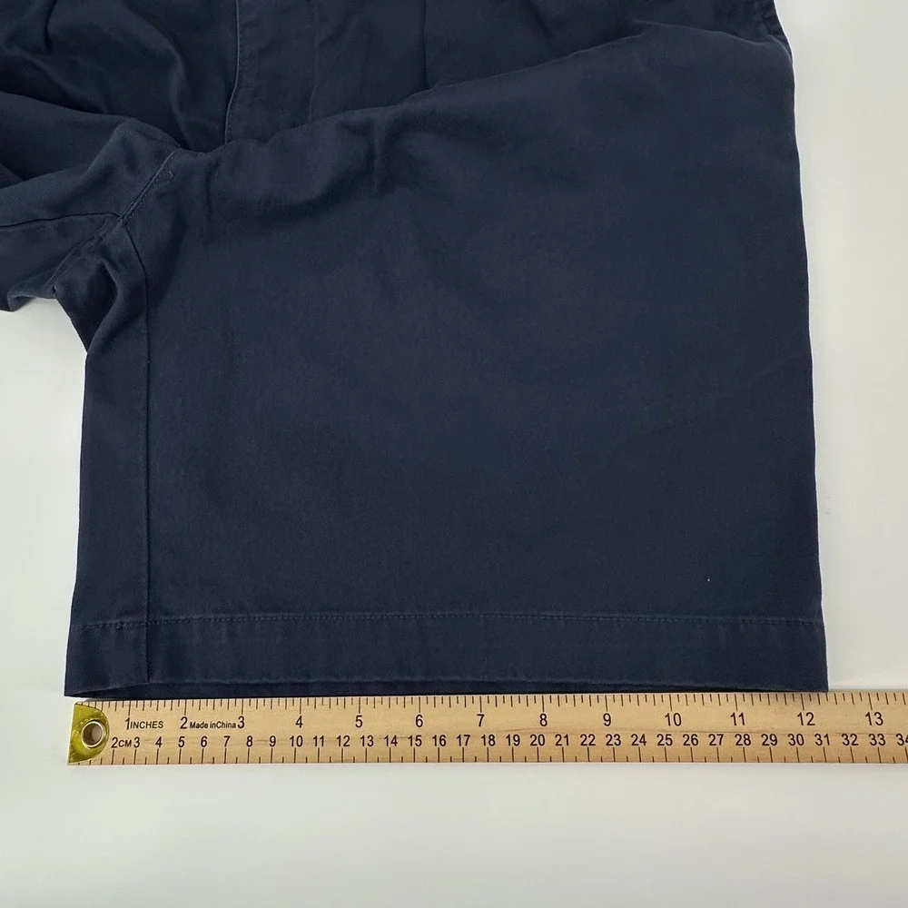 VTG Polo Ralph Lauren Mens Tyler Fit Pleated Chino Shorts Blue Cotton Size 33